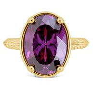 Sterling Silver Oval Cut Amethyst CZ Cocktail Ring