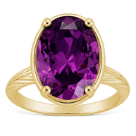 Sterling Silver Oval Cut Amethyst CZ Cocktail Ring