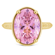 Sterling Silver Oval Cut Pink Sapphire CZ Cocktail Ring