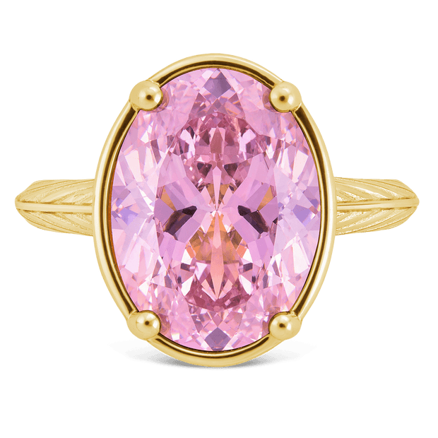 Sterling Silver Oval Cut Pink Sapphire CZ Cocktail Ring