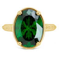 Sterling Silver Oval Cut Emerald CZ Cocktail Ring