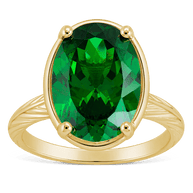 Sterling Silver Oval Cut Emerald CZ Cocktail Ring