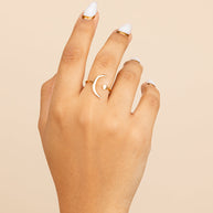 Sterling Silver Crescent Moon Open Ring