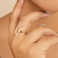 Sterling Silver Crescent Moon Open Ring