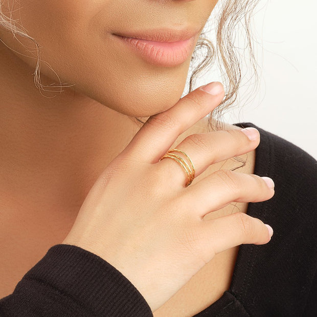Sterling Silver Textured Multi Band Ring