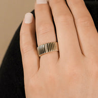 Sterling Silver Robyn Ribbed Band Ring
