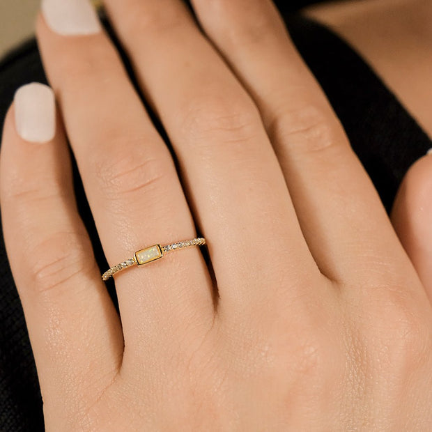 Sterling Silver Corrine Opal & CZ Ring