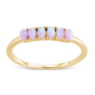 Sterling Silver Pink Opal Cluster Ring