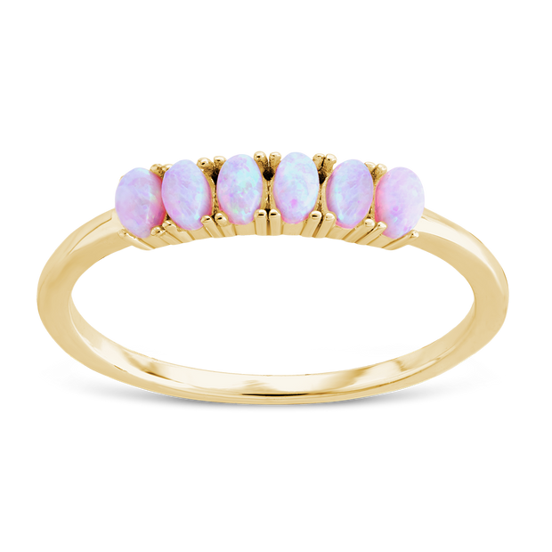 Sterling Silver Pink Opal Cluster Ring