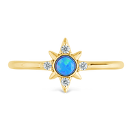 Sterling Silver Blue Opal Sparkle Ring