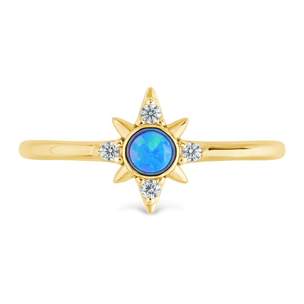 Sterling Silver Blue Opal Sparkle Ring