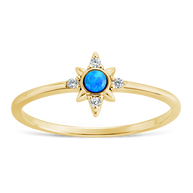 Sterling Silver Blue Opal Sparkle Ring