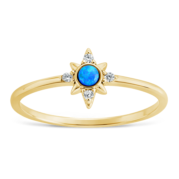 Sterling Silver Blue Opal Sparkle Ring
