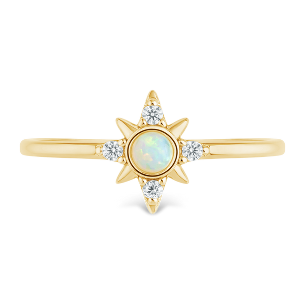 Sterling Silver White Opal Sparkle Ring