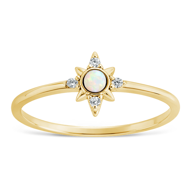 Sterling Silver White Opal Sparkle Ring