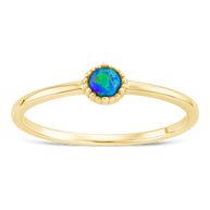 Sterling Silver Green Opal Solitaire Ring