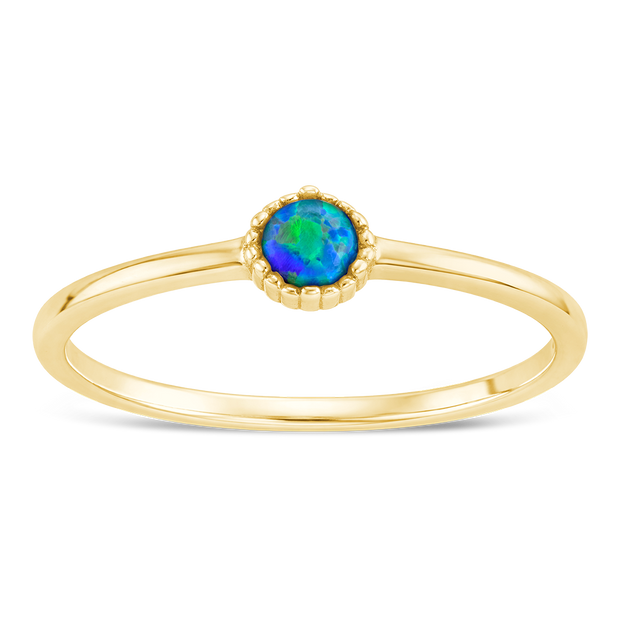 Sterling Silver Green Opal Solitaire Ring