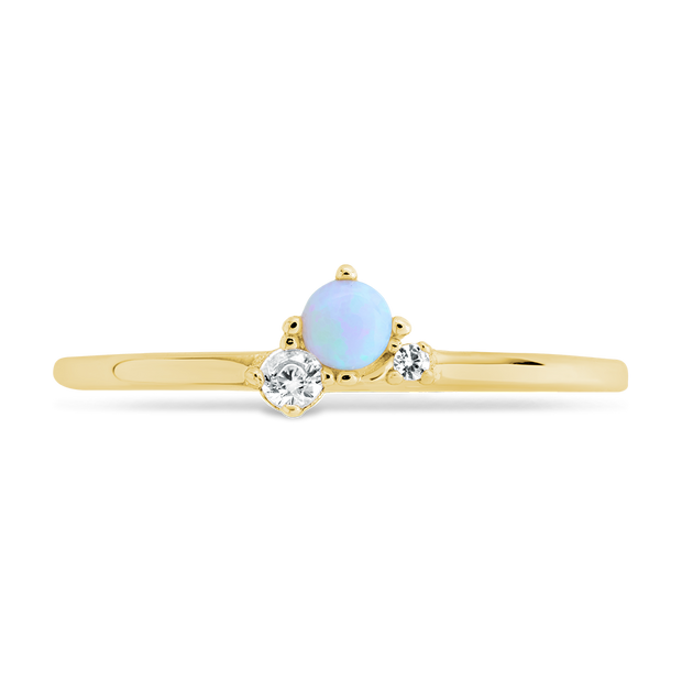 Sterling Silver Blue Opal Trio Ring