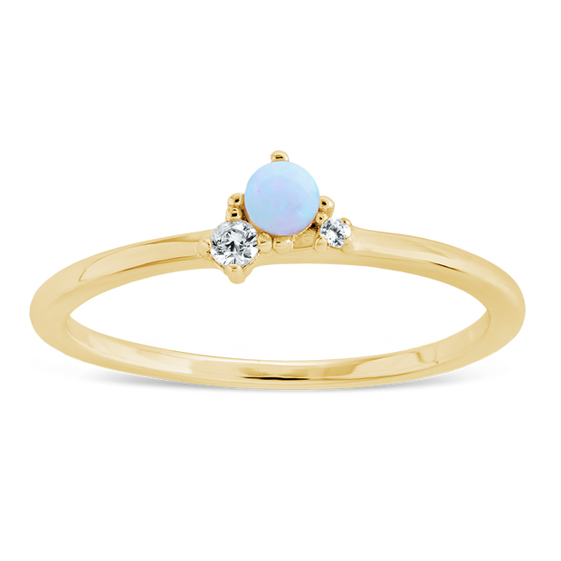 Sterling Silver Blue Opal Trio Ring