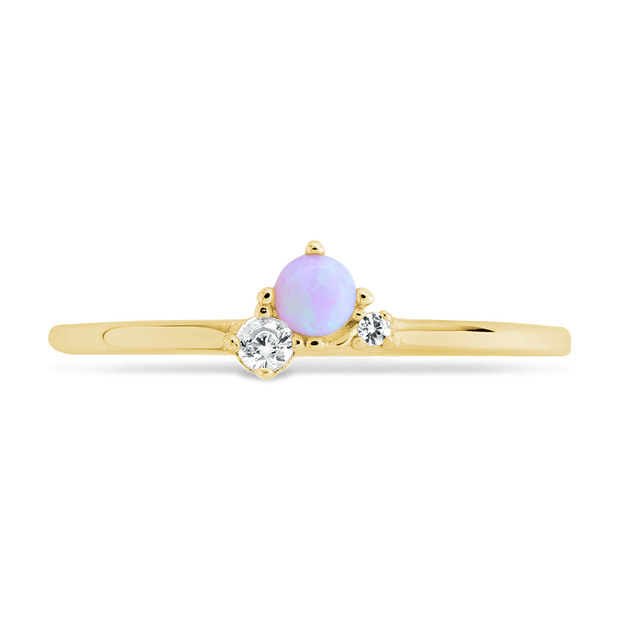 Sterling Silver Pink Opal Trio Ring