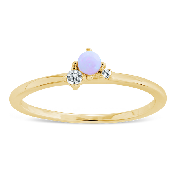Sterling Silver Pink Opal Trio Ring