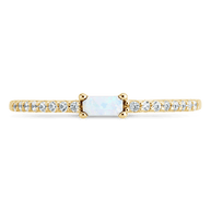 Sterling Silver Thin Opal CZ Stacking Birthstone Ring