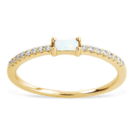 Sterling Silver Thin Opal CZ Stacking Birthstone Ring