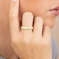 Sterling Silver Terry Pearl Studded Textured Ring
