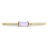 Sterling Silver Thin Moonstone CZ Stacking Birthstone Ring