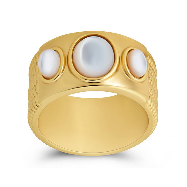Sterling Silver Galina Triple Moonstone Ring