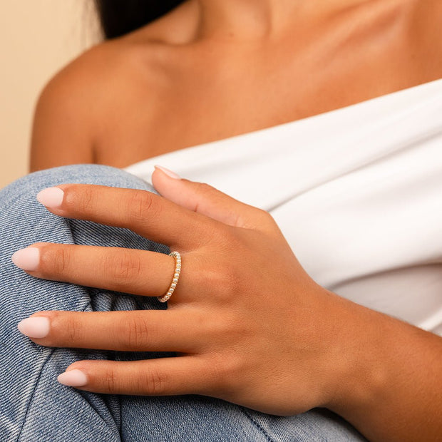 Sterling Silver Gianna Pearl Eternity Ring