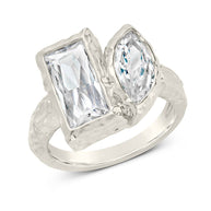Sterling Silver Tate CZ & Molten Metal Toi et Moi Ring