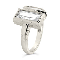 Sterling Silver Tate CZ & Molten Metal Toi et Moi Ring