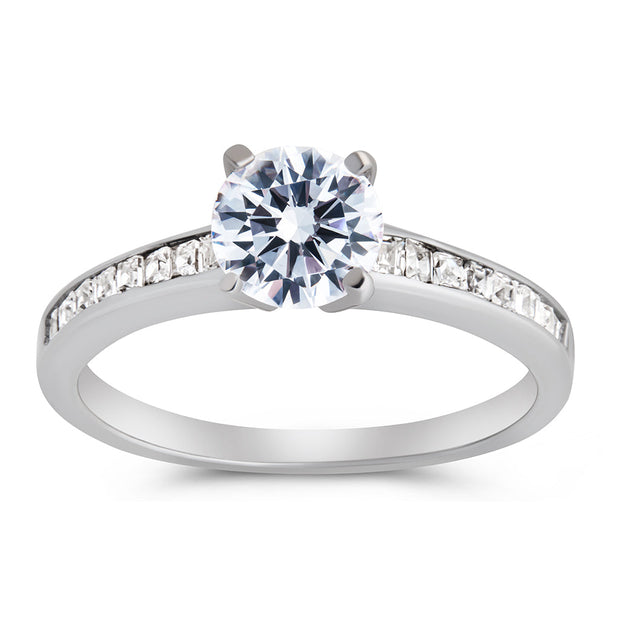 Sterling Silver Radiant CZ Engagement Ring