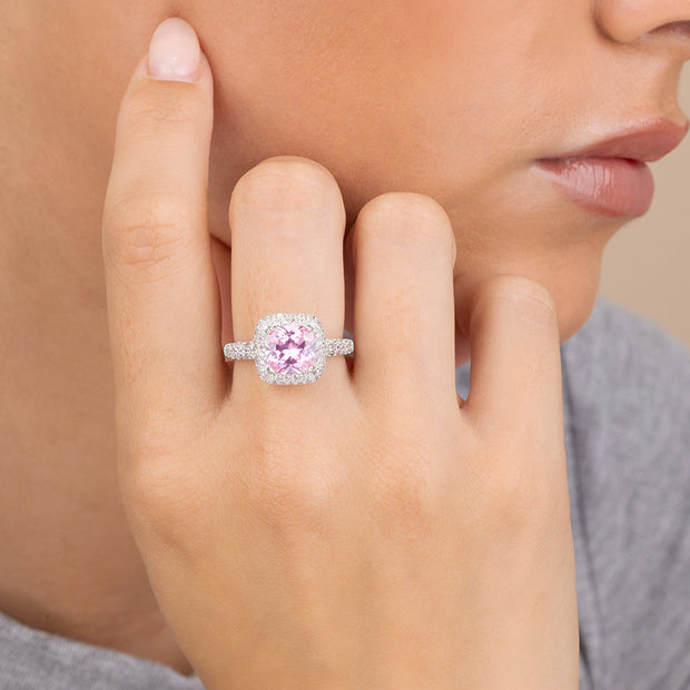 Sterling Silver Pink CZ Legacy Ring