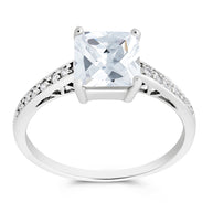 Sterling Silver Princess Cut CZ Promise Ring