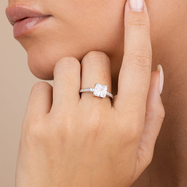 Sterling Silver Princess Cut CZ Promise Ring