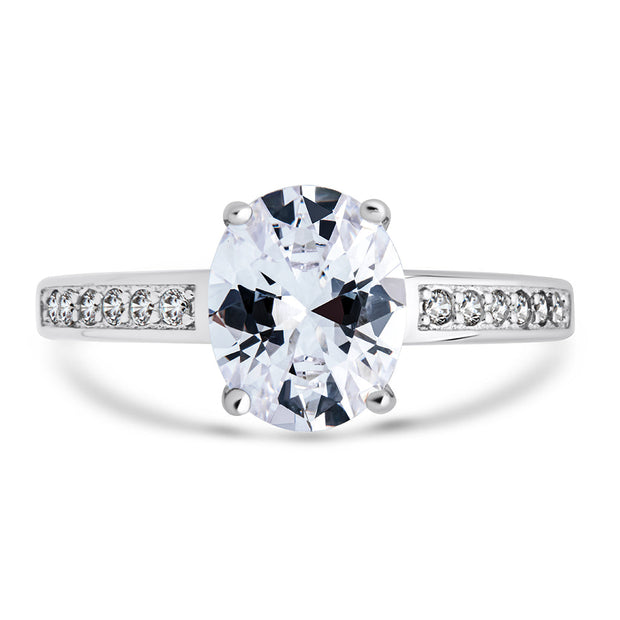 Sterling Silver Oval Engagement Ring