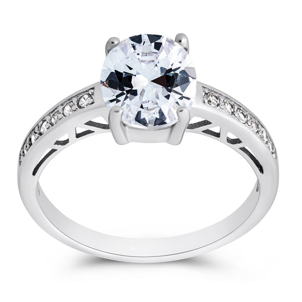 Sterling Silver Oval Engagement Ring