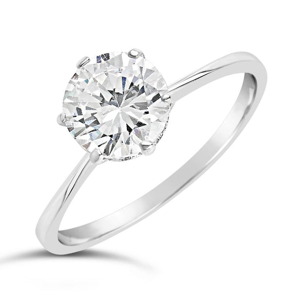 Sterling Silver Solitaire Cubic Zirconia Promise Ring