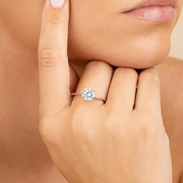 Sterling Silver Solitaire Cubic Zirconia Promise Ring