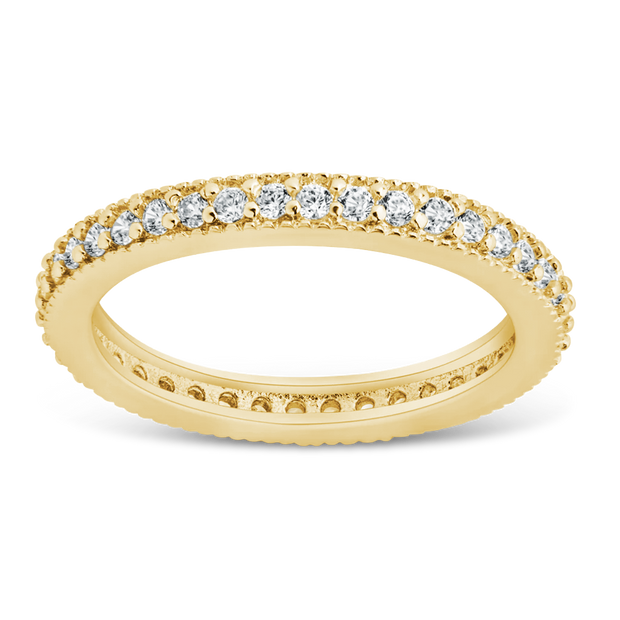 Sterling Silver 2mm Thin CZ Band Ring