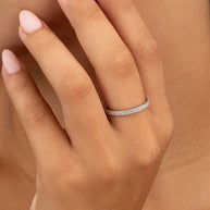 Sterling Silver 2mm Thin CZ Band Ring