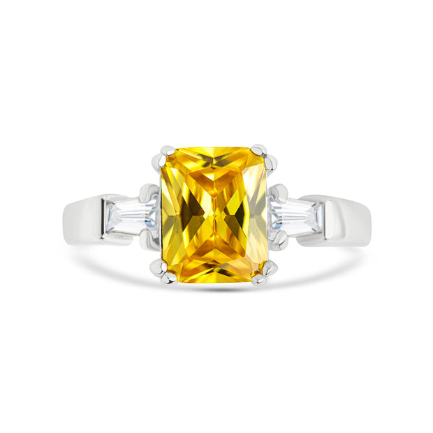 Sterling Silver Paris's Canary CZ Engagement Ring