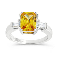 Sterling Silver Paris's Canary CZ Engagement Ring