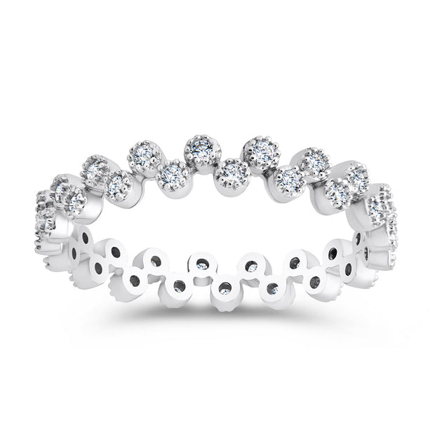 Sterling Silver Cubic Zirconia Bubbles Band Ring
