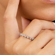 Sterling Silver Cubic Zirconia Bubbles Band Ring