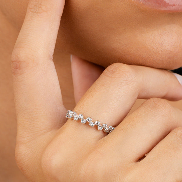 Sterling Silver Cubic Zirconia Bubbles Band Ring