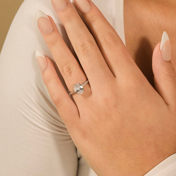Sterling Silver Cubic Zirconia Oval Ring