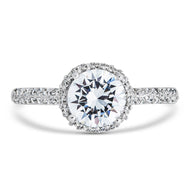 Sterling Silver Round Brilliant CZ Ring with Bead Set Border
